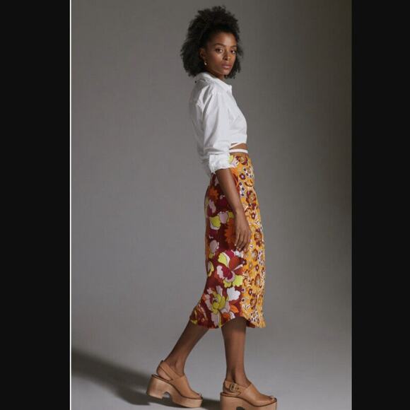 Anthropologie Maeve Button-Front Cutout Midi Skirt - New - Large - Picture 3 of 5